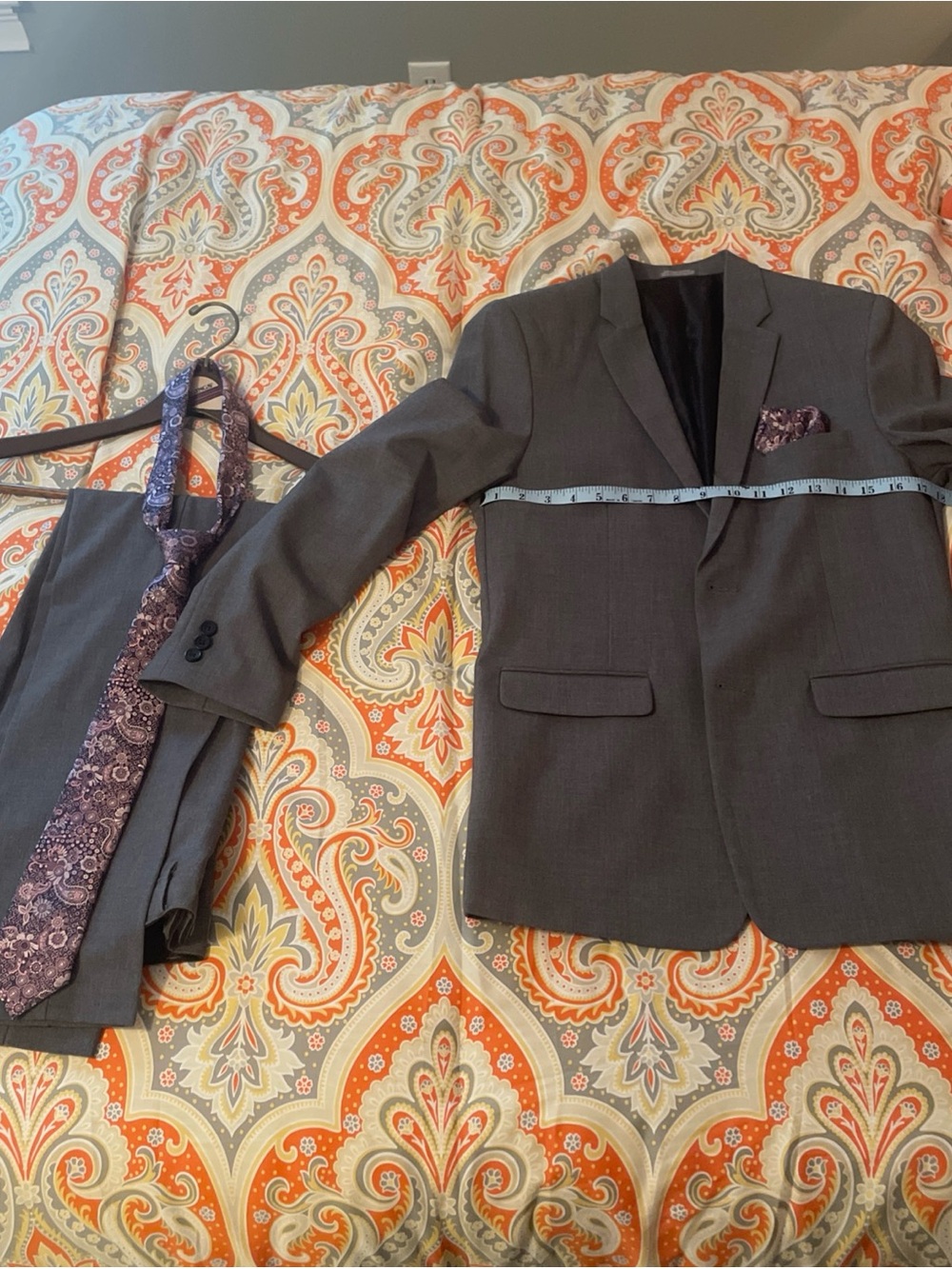 Van Heusen Flex Youth Suit 20R Jacket 18 Slim Pants Grey